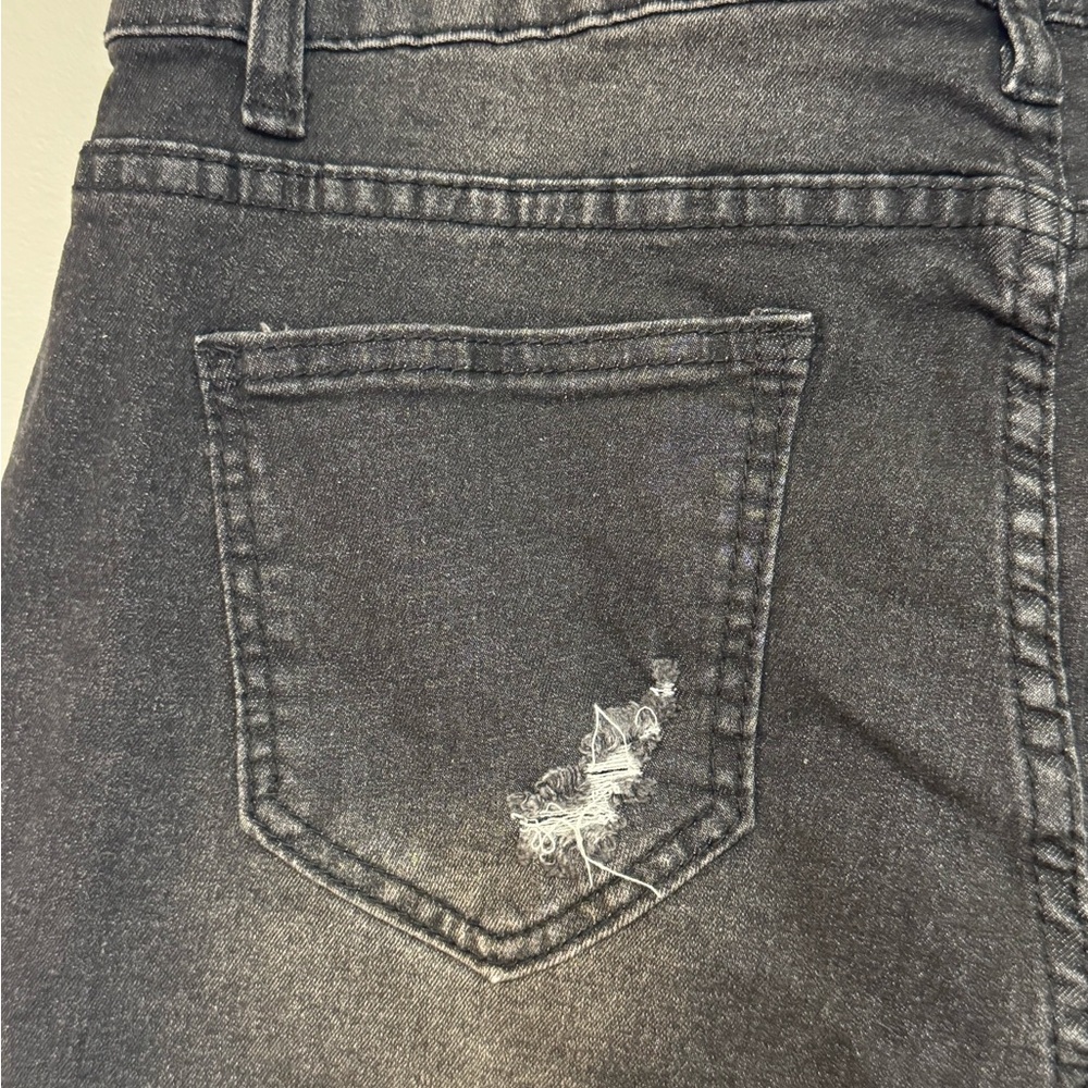 Black High Rise Button Fly Jeggings Distressed Stretch Skinny Pants L - Picture 4 of 8